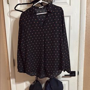 Maurices Black and White Relaxed Buttoned Blouse